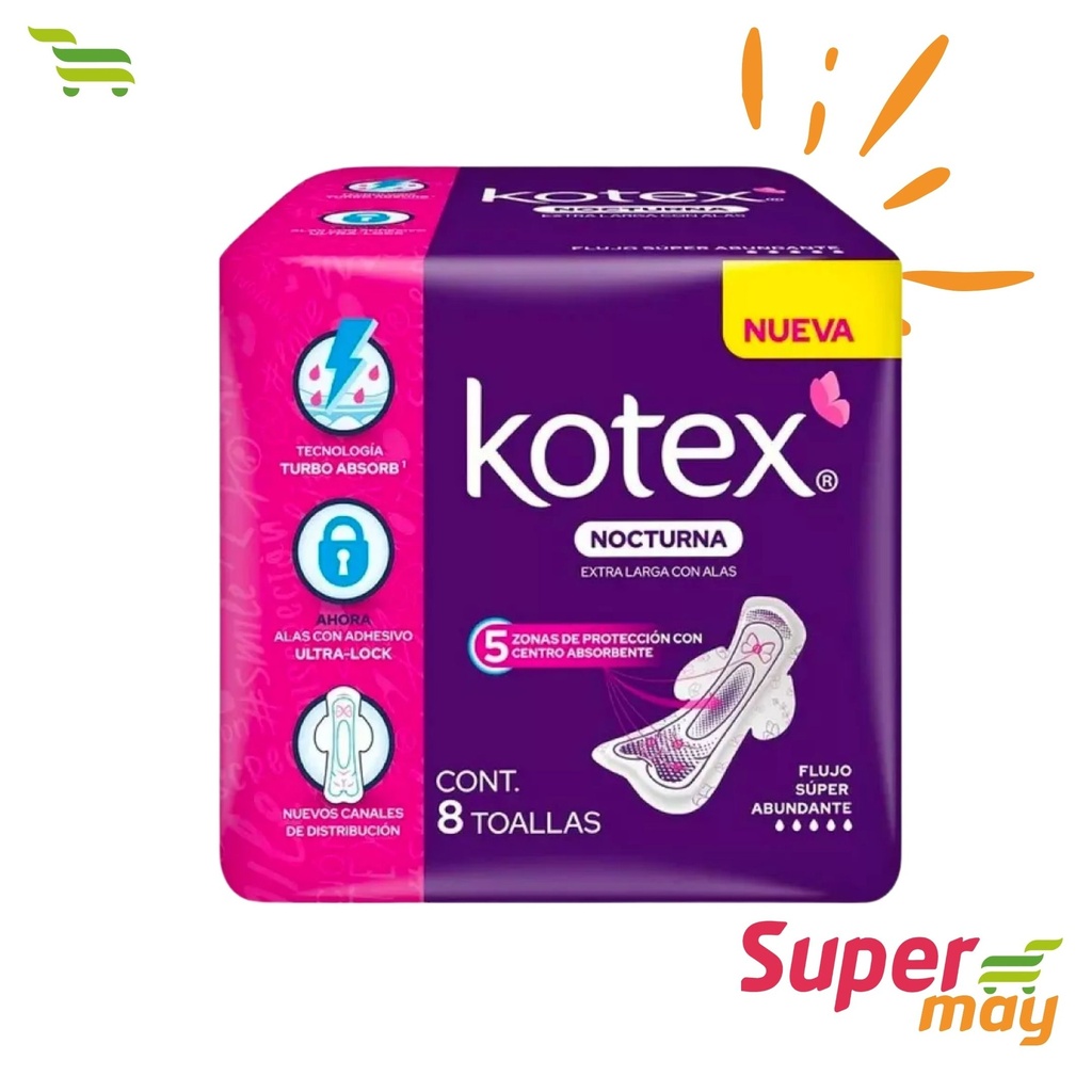 KOTEX NOCTURNA C/ALAS TOALLA 8 UDS