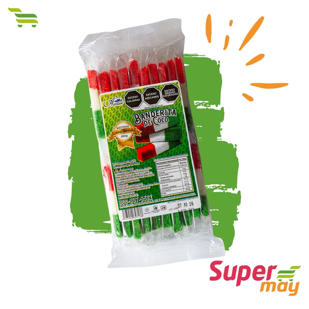BANDERITAS DE COCO MEDIANA  AURUS 20 UDS