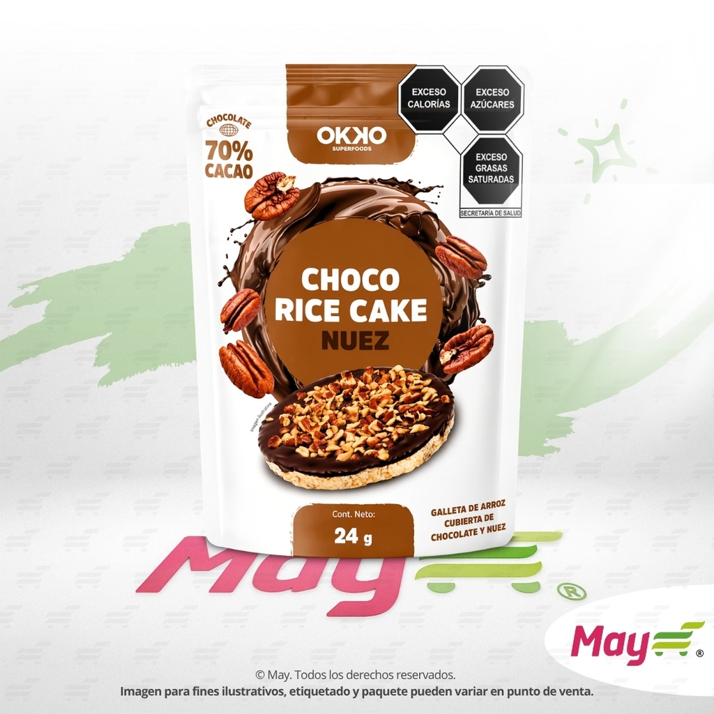 OKKO GALLETA  CHOCO RICE CAKE NUEZ 24 GR