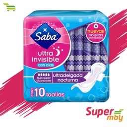 [001104] SABA NOCHE ULTRAINVISIBLE TOALLA 10 UDS