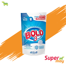[001323] BOLD 3 QUITAMANCHAS DETERGENTE LIQUIDO 800 ML